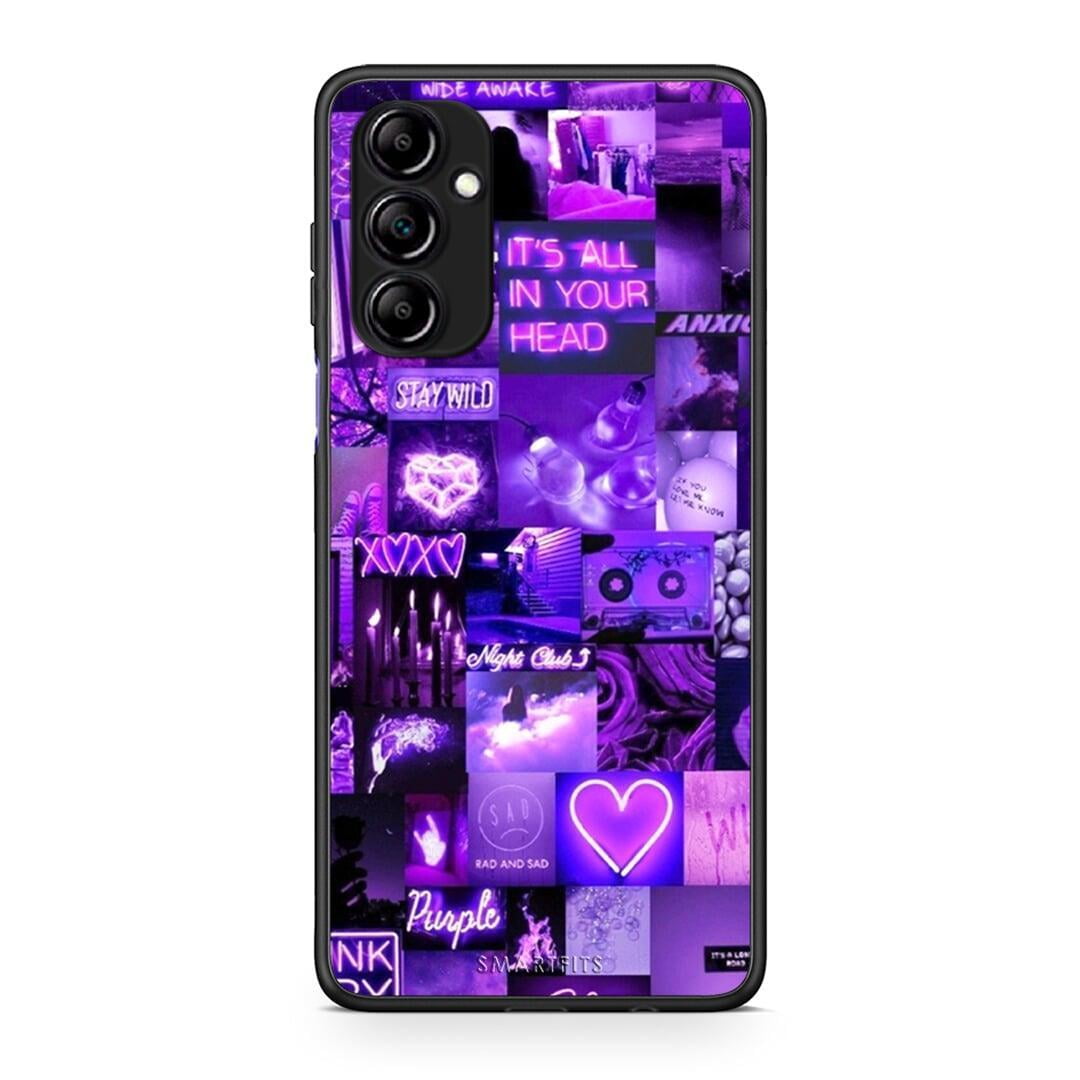 Θήκη Samsung Galaxy A14 / A14 5G Collage Stay Wild από τη Smartfits με σχέδιο στο πίσω μέρος και μαύρο περίβλημα | Samsung Galaxy A14 / A14 5G Collage Stay Wild Case with Colorful Back and Black Bezels