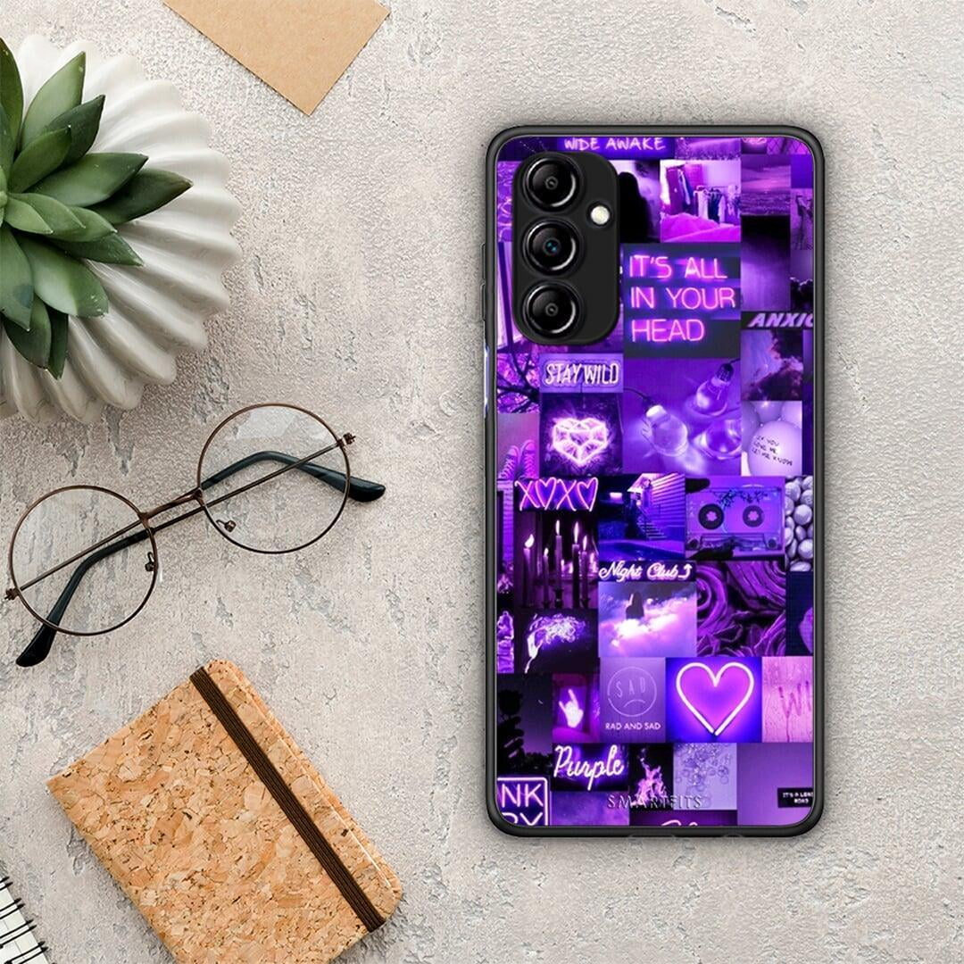 Θήκη Samsung Galaxy A14 / A14 5G Collage Stay Wild από τη Smartfits με σχέδιο στο πίσω μέρος και μαύρο περίβλημα | Samsung Galaxy A14 / A14 5G Collage Stay Wild Case with Colorful Back and Black Bezels