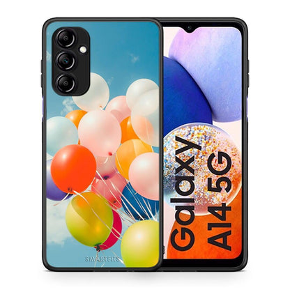 Θήκη Samsung Galaxy A14 / A14 5G Colorful Balloons από τη Smartfits με σχέδιο στο πίσω μέρος και μαύρο περίβλημα | Samsung Galaxy A14 / A14 5G Colorful Balloons Case with Colorful Back and Black Bezels