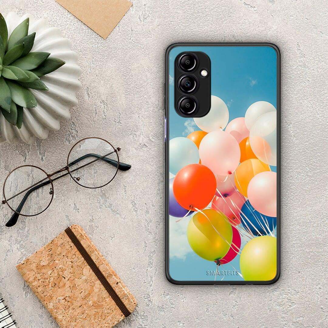 Θήκη Samsung Galaxy A14 / A14 5G Colorful Balloons από τη Smartfits με σχέδιο στο πίσω μέρος και μαύρο περίβλημα | Samsung Galaxy A14 / A14 5G Colorful Balloons Case with Colorful Back and Black Bezels