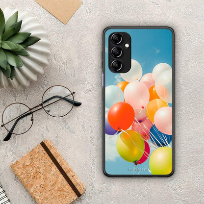 Θήκη Samsung Galaxy A14 / A14 5G Colorful Balloons από τη Smartfits με σχέδιο στο πίσω μέρος και μαύρο περίβλημα | Samsung Galaxy A14 / A14 5G Colorful Balloons Case with Colorful Back and Black Bezels