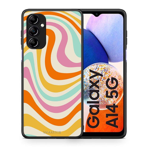Θήκη Samsung Galaxy A14 / A14 5G Colourful Waves από τη Smartfits με σχέδιο στο πίσω μέρος και μαύρο περίβλημα | Samsung Galaxy A14 / A14 5G Colourful Waves Case with Colorful Back and Black Bezels
