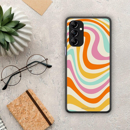 Θήκη Samsung Galaxy A14 / A14 5G Colourful Waves από τη Smartfits με σχέδιο στο πίσω μέρος και μαύρο περίβλημα | Samsung Galaxy A14 / A14 5G Colourful Waves Case with Colorful Back and Black Bezels