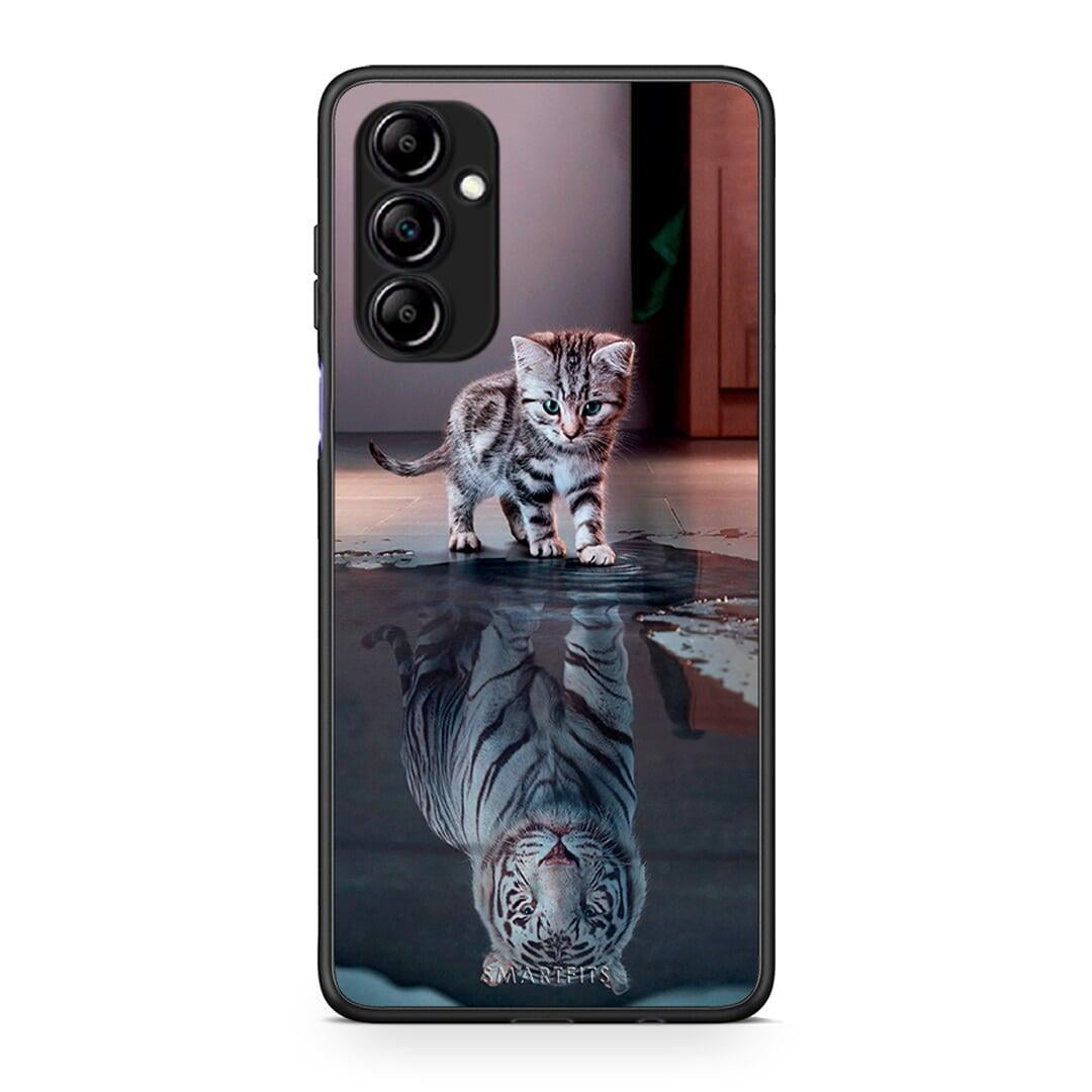 Θήκη Samsung Galaxy A14 / A14 5G Cute Tiger από τη Smartfits με σχέδιο στο πίσω μέρος και μαύρο περίβλημα | Samsung Galaxy A14 / A14 5G Cute Tiger Case with Colorful Back and Black Bezels