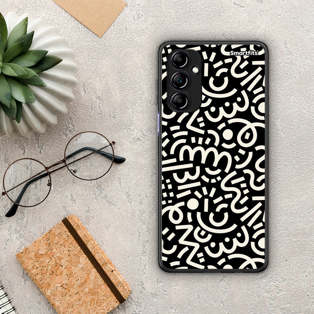 Θήκη Samsung Galaxy A14 / A14 5G Doodle Art από τη Smartfits με σχέδιο στο πίσω μέρος και μαύρο περίβλημα | Samsung Galaxy A14 / A14 5G Doodle Art Case with Colorful Back and Black Bezels