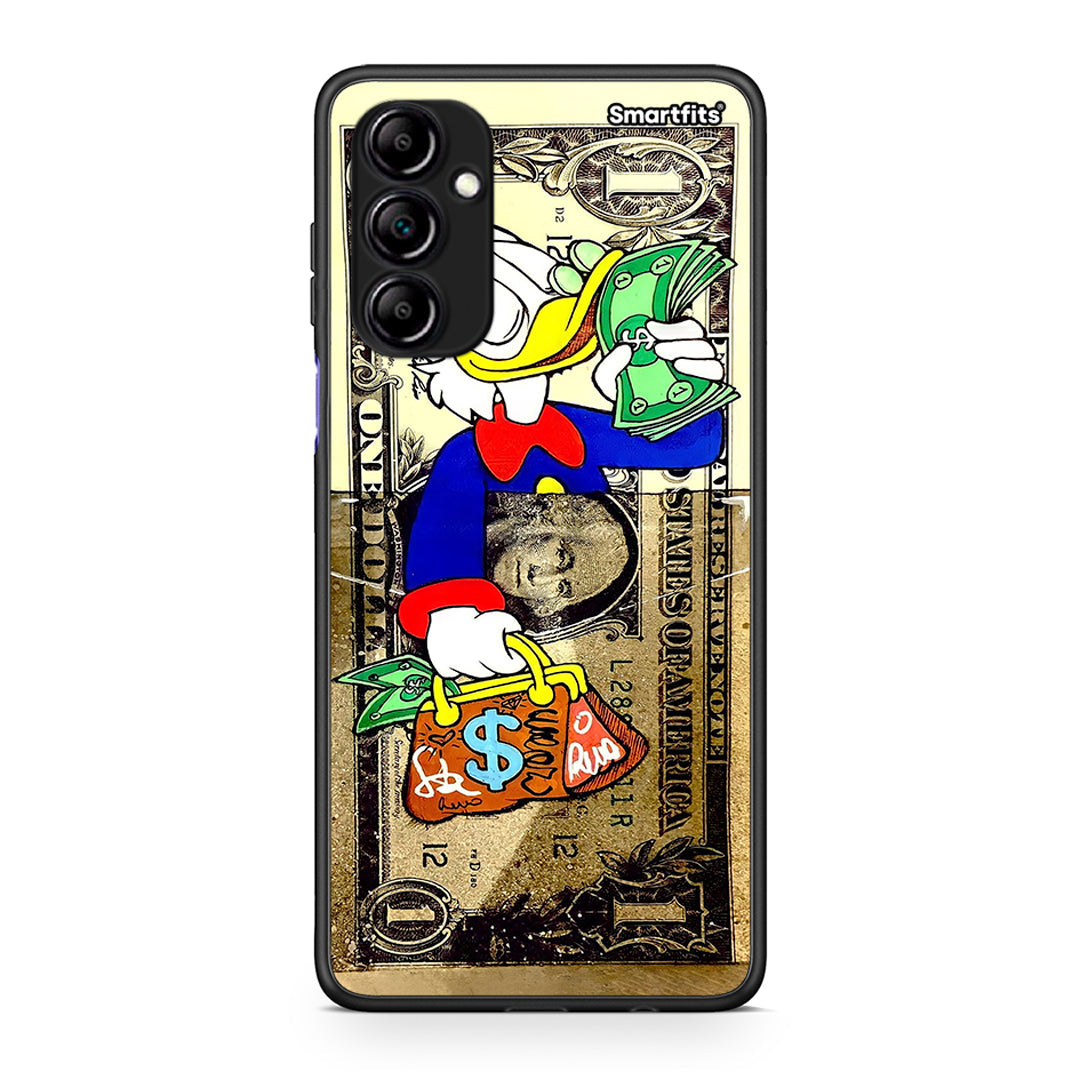Θήκη Samsung Galaxy A14 / A14 5G Duck Money από τη Smartfits με σχέδιο στο πίσω μέρος και μαύρο περίβλημα | Samsung Galaxy A14 / A14 5G Duck Money Case with Colorful Back and Black Bezels