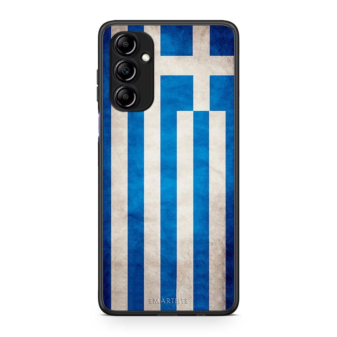 Θήκη Samsung Galaxy A14 / A14 5G Flag Greek από τη Smartfits με σχέδιο στο πίσω μέρος και μαύρο περίβλημα | Samsung Galaxy A14 / A14 5G Flag Greek Case with Colorful Back and Black Bezels