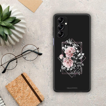 Θήκη Samsung Galaxy A14 / A14 5G Flower Frame από τη Smartfits με σχέδιο στο πίσω μέρος και μαύρο περίβλημα | Samsung Galaxy A14 / A14 5G Flower Frame Case with Colorful Back and Black Bezels