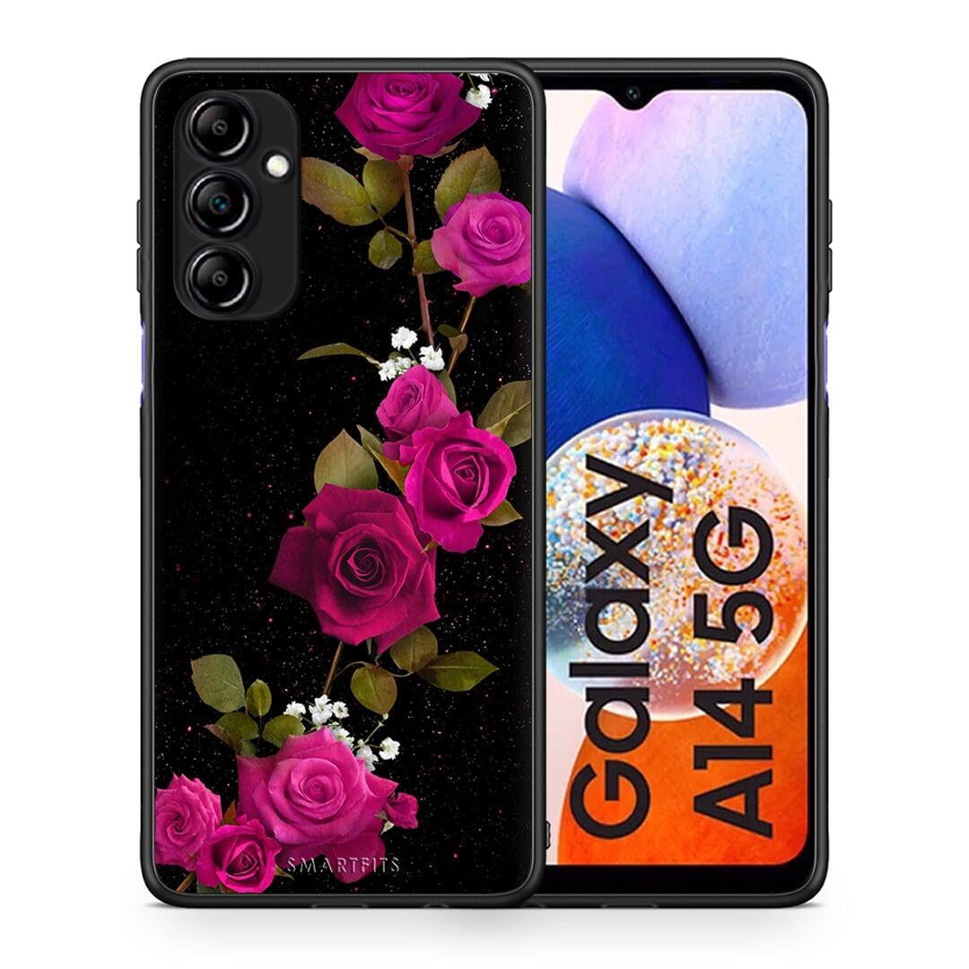 Θήκη Samsung Galaxy A14 / A14 5G Flower Red Roses από τη Smartfits με σχέδιο στο πίσω μέρος και μαύρο περίβλημα | Samsung Galaxy A14 / A14 5G Flower Red Roses Case with Colorful Back and Black Bezels