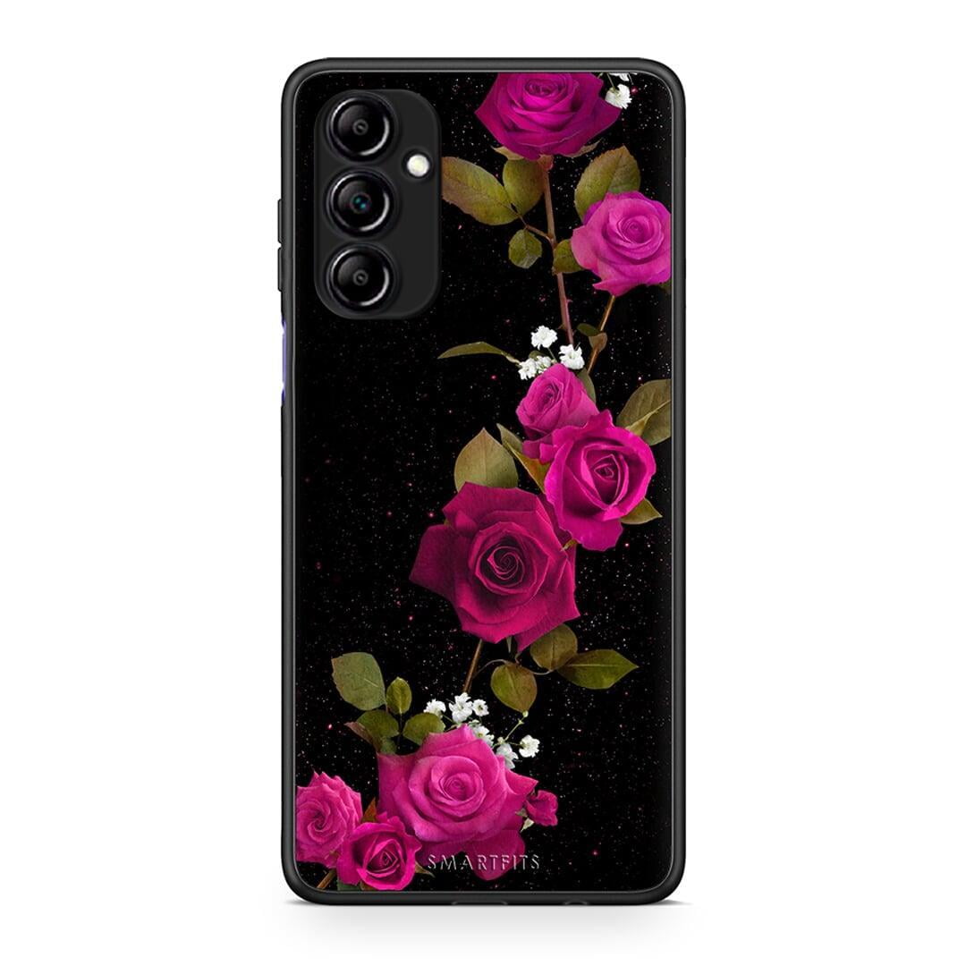 Θήκη Samsung Galaxy A14 / A14 5G Flower Red Roses από τη Smartfits με σχέδιο στο πίσω μέρος και μαύρο περίβλημα | Samsung Galaxy A14 / A14 5G Flower Red Roses Case with Colorful Back and Black Bezels