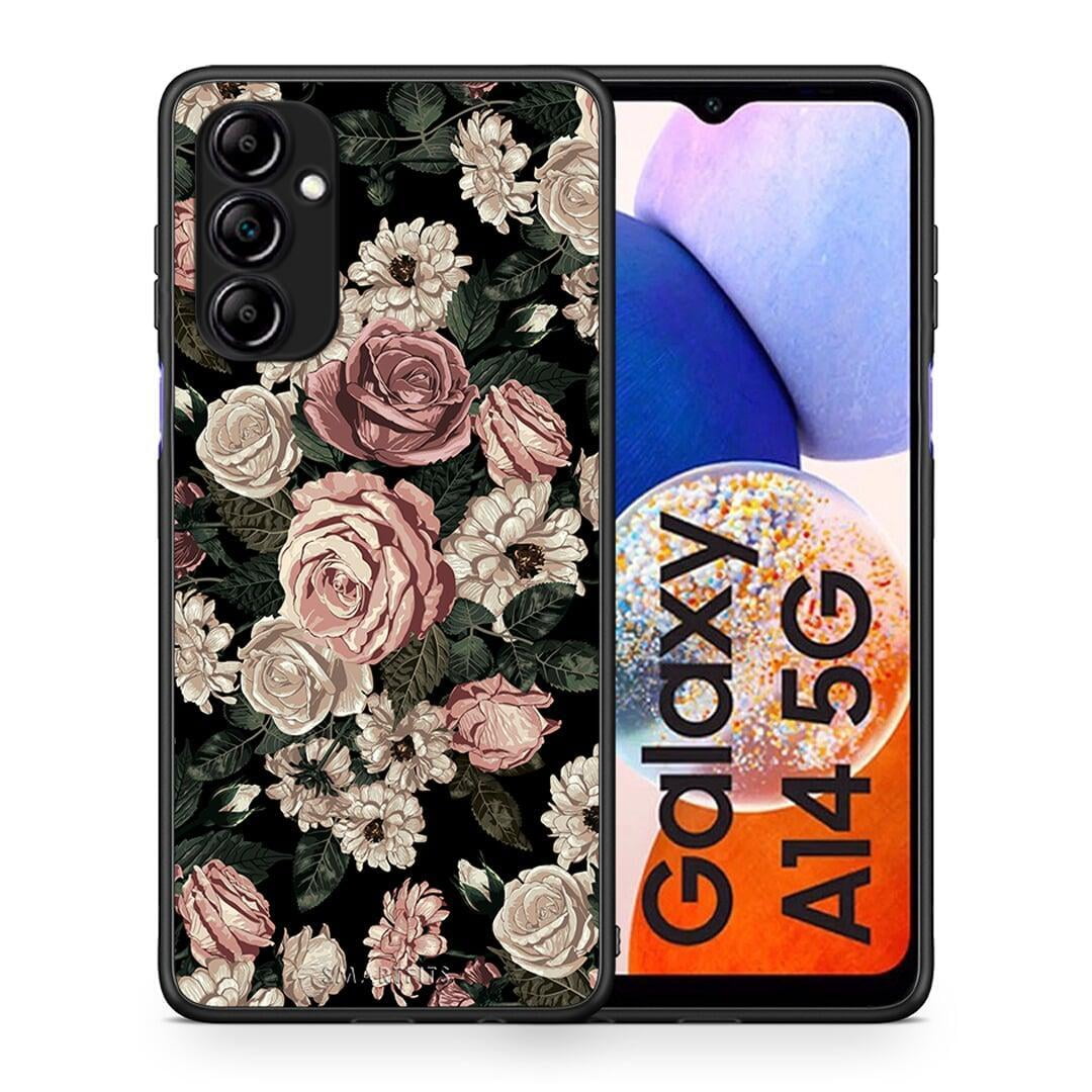 Θήκη Samsung Galaxy A14 / A14 5G Flower Wild Roses από τη Smartfits με σχέδιο στο πίσω μέρος και μαύρο περίβλημα | Samsung Galaxy A14 / A14 5G Flower Wild Roses Case with Colorful Back and Black Bezels