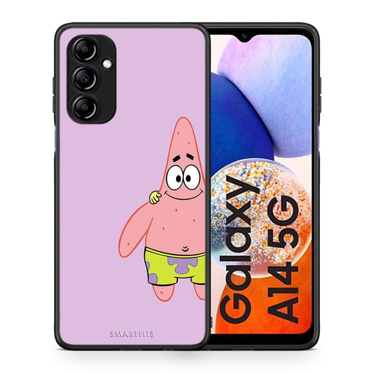 Θήκη Samsung Galaxy A14 / A14 5G Friends Patrick από τη Smartfits με σχέδιο στο πίσω μέρος και μαύρο περίβλημα | Samsung Galaxy A14 / A14 5G Friends Patrick Case with Colorful Back and Black Bezels