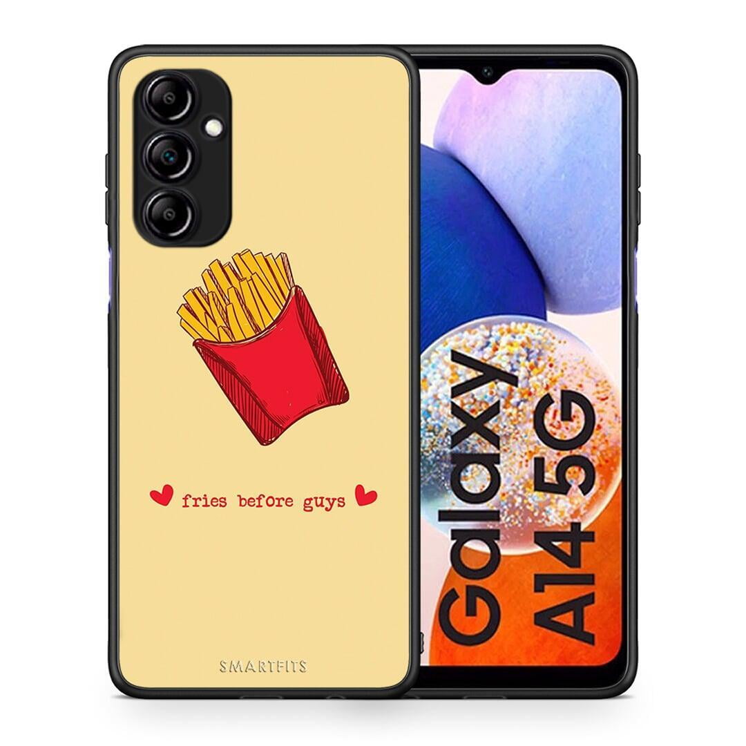 Θήκη Samsung Galaxy A14 / A14 5G Fries Before Guys από τη Smartfits με σχέδιο στο πίσω μέρος και μαύρο περίβλημα | Samsung Galaxy A14 / A14 5G Fries Before Guys Case with Colorful Back and Black Bezels