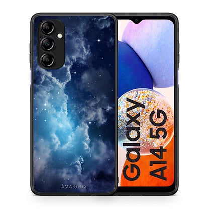Θήκη Samsung Galaxy A14 / A14 5G Galactic Blue Sky από τη Smartfits με σχέδιο στο πίσω μέρος και μαύρο περίβλημα | Samsung Galaxy A14 / A14 5G Galactic Blue Sky Case with Colorful Back and Black Bezels
