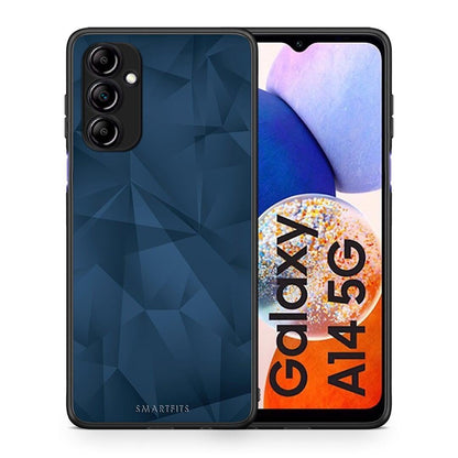 Θήκη Samsung Galaxy A14 / A14 5G Geometric Blue Abstract από τη Smartfits με σχέδιο στο πίσω μέρος και μαύρο περίβλημα | Samsung Galaxy A14 / A14 5G Geometric Blue Abstract Case with Colorful Back and Black Bezels