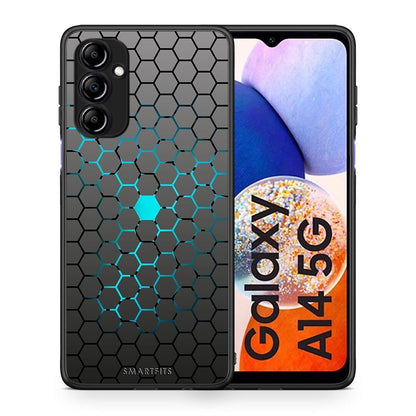 Θήκη Samsung Galaxy A14 / A14 5G Geometric Hexagonal από τη Smartfits με σχέδιο στο πίσω μέρος και μαύρο περίβλημα | Samsung Galaxy A14 / A14 5G Geometric Hexagonal Case with Colorful Back and Black Bezels