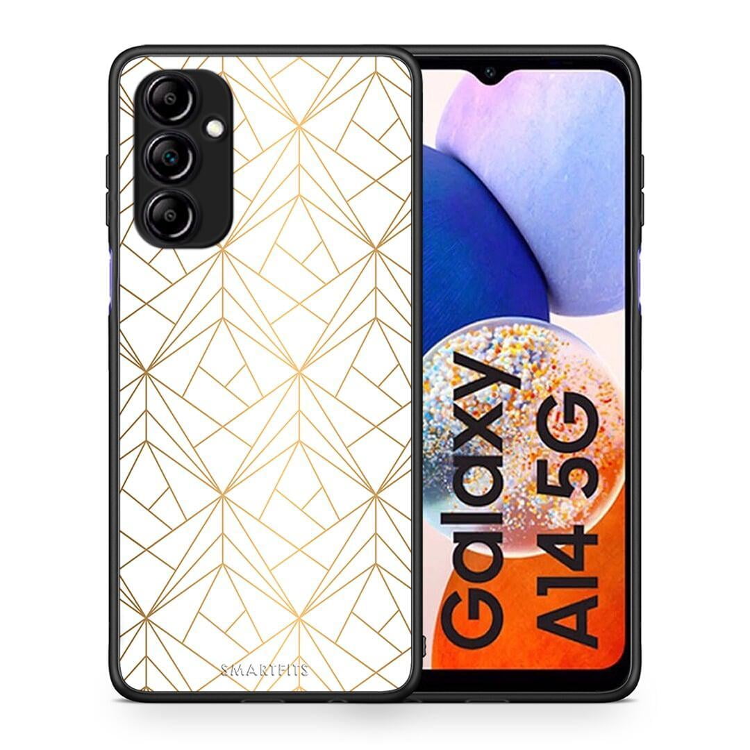 Θήκη Samsung Galaxy A14 / A14 5G Geometric Luxury White από τη Smartfits με σχέδιο στο πίσω μέρος και μαύρο περίβλημα | Samsung Galaxy A14 / A14 5G Geometric Luxury White Case with Colorful Back and Black Bezels