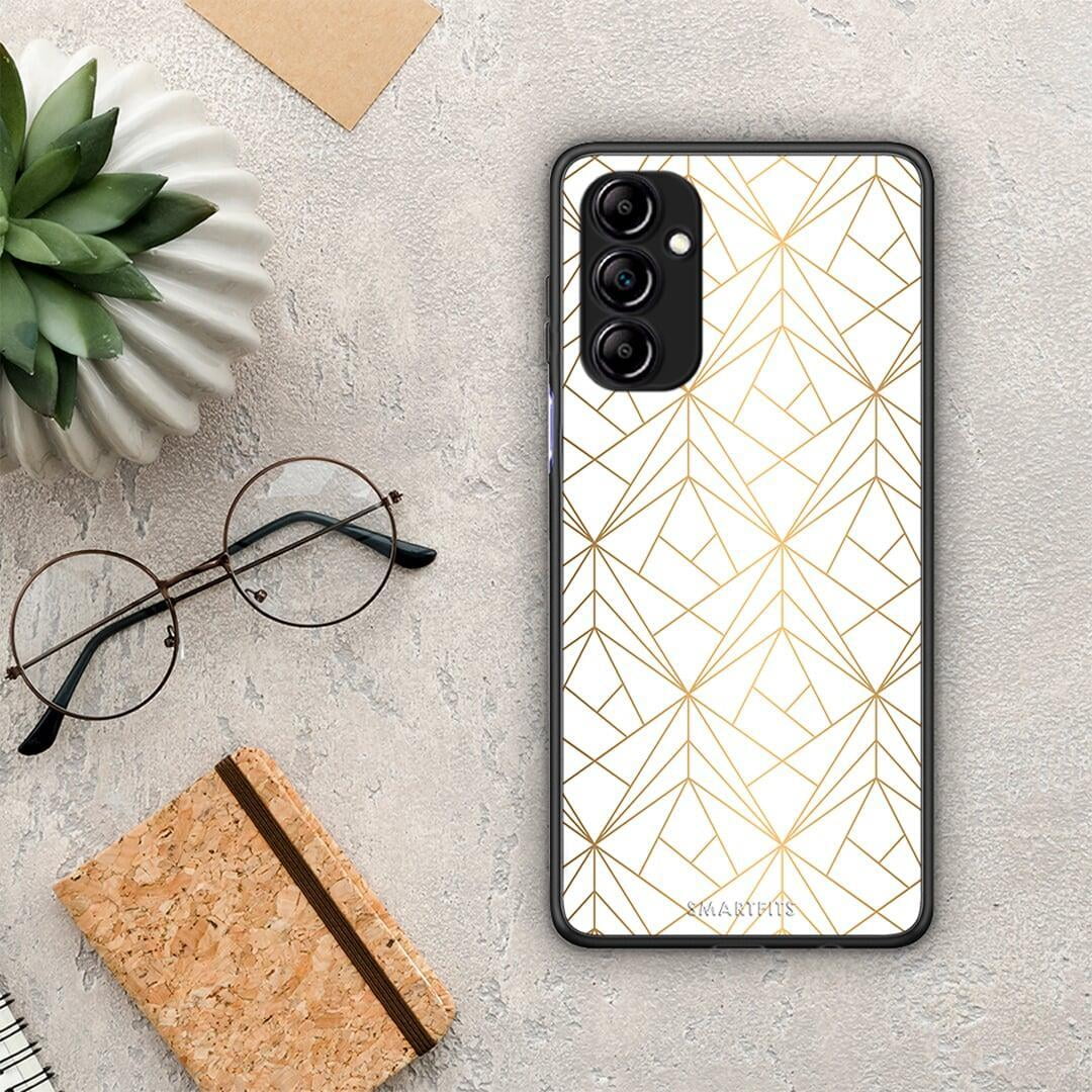 Θήκη Samsung Galaxy A14 / A14 5G Geometric Luxury White από τη Smartfits με σχέδιο στο πίσω μέρος και μαύρο περίβλημα | Samsung Galaxy A14 / A14 5G Geometric Luxury White Case with Colorful Back and Black Bezels