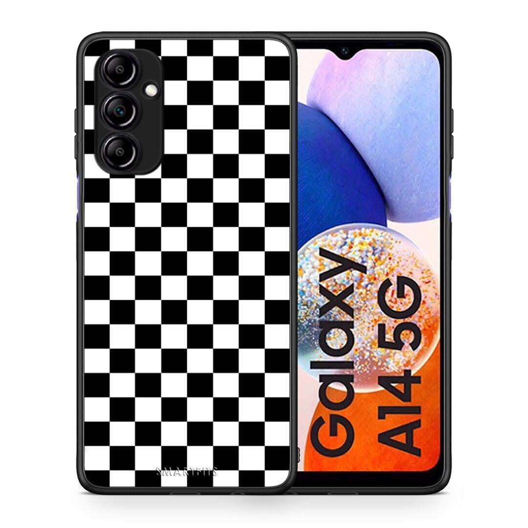 Θήκη Samsung Galaxy A14 / A14 5G Geometric Squares από τη Smartfits με σχέδιο στο πίσω μέρος και μαύρο περίβλημα | Samsung Galaxy A14 / A14 5G Geometric Squares Case with Colorful Back and Black Bezels