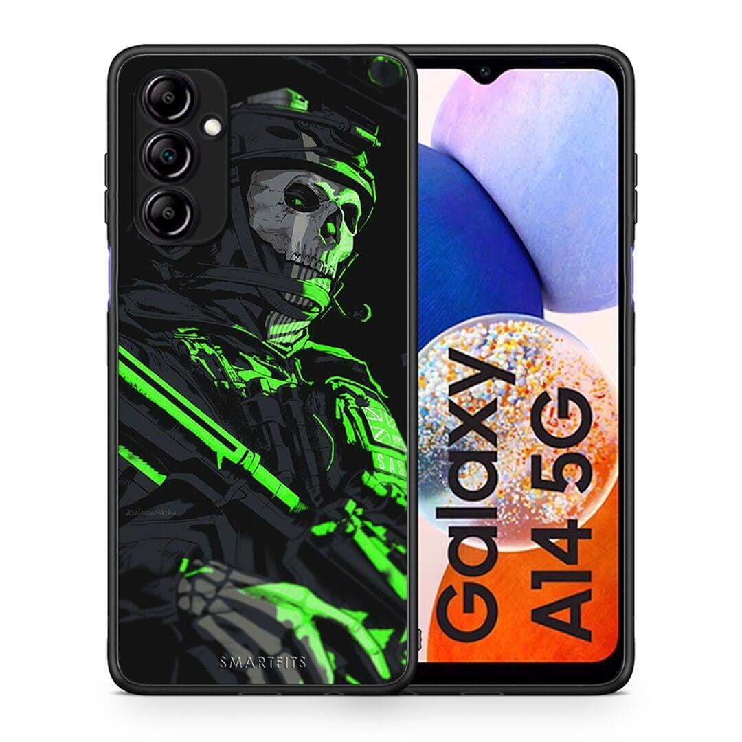 Θήκη Samsung Galaxy A14 / A14 5G Green Soldier από τη Smartfits με σχέδιο στο πίσω μέρος και μαύρο περίβλημα | Samsung Galaxy A14 / A14 5G Green Soldier Case with Colorful Back and Black Bezels