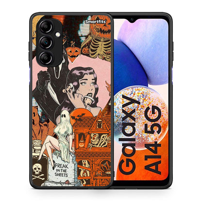 Θήκη Samsung Galaxy A14 / A14 5G Halloween Collage από τη Smartfits με σχέδιο στο πίσω μέρος και μαύρο περίβλημα | Samsung Galaxy A14 / A14 5G Halloween Collage Case with Colorful Back and Black Bezels