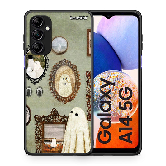 Θήκη Samsung Galaxy A14 / A14 5G Halloween Ghost Season από τη Smartfits με σχέδιο στο πίσω μέρος και μαύρο περίβλημα | Samsung Galaxy A14 / A14 5G Halloween Ghost Season Case with Colorful Back and Black Bezels