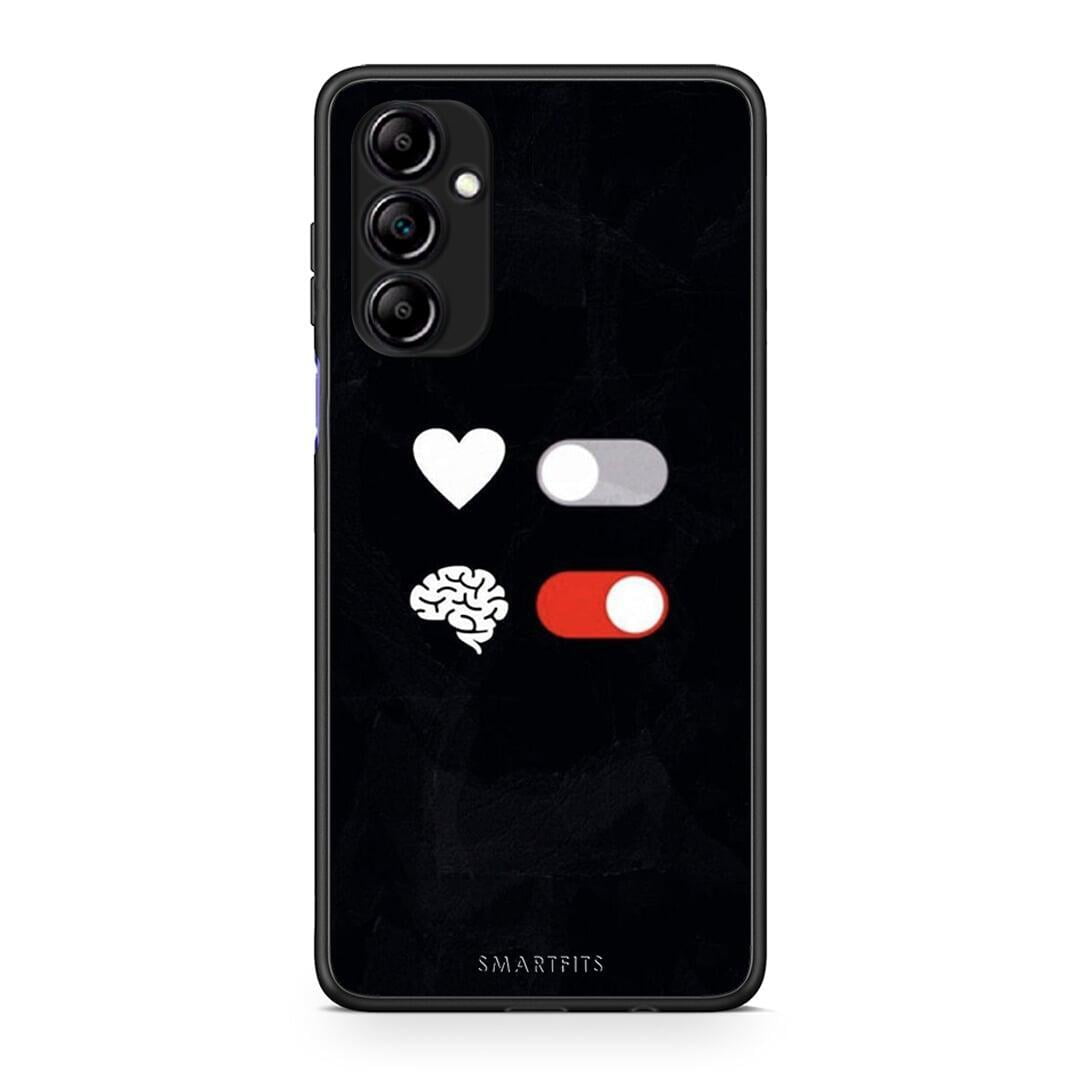 Θήκη Samsung Galaxy A14 / A14 5G Heart Vs Brain από τη Smartfits με σχέδιο στο πίσω μέρος και μαύρο περίβλημα | Samsung Galaxy A14 / A14 5G Heart Vs Brain Case with Colorful Back and Black Bezels