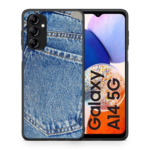 Θήκη Samsung Galaxy A14 / A14 5G Jeans Pocket από τη Smartfits με σχέδιο στο πίσω μέρος και μαύρο περίβλημα | Samsung Galaxy A14 / A14 5G Jeans Pocket Case with Colorful Back and Black Bezels