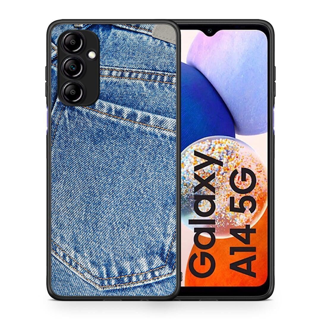 Θήκη Samsung Galaxy A14 / A14 5G Jeans Pocket από τη Smartfits με σχέδιο στο πίσω μέρος και μαύρο περίβλημα | Samsung Galaxy A14 / A14 5G Jeans Pocket Case with Colorful Back and Black Bezels