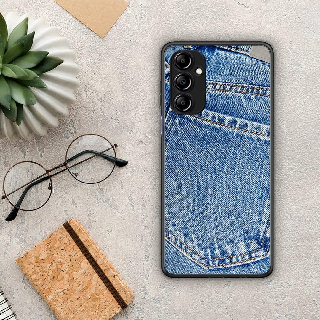 Θήκη Samsung Galaxy A14 / A14 5G Jeans Pocket από τη Smartfits με σχέδιο στο πίσω μέρος και μαύρο περίβλημα | Samsung Galaxy A14 / A14 5G Jeans Pocket Case with Colorful Back and Black Bezels
