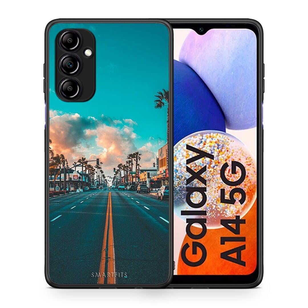Θήκη Samsung Galaxy A14 / A14 5G Landscape City από τη Smartfits με σχέδιο στο πίσω μέρος και μαύρο περίβλημα | Samsung Galaxy A14 / A14 5G Landscape City Case with Colorful Back and Black Bezels
