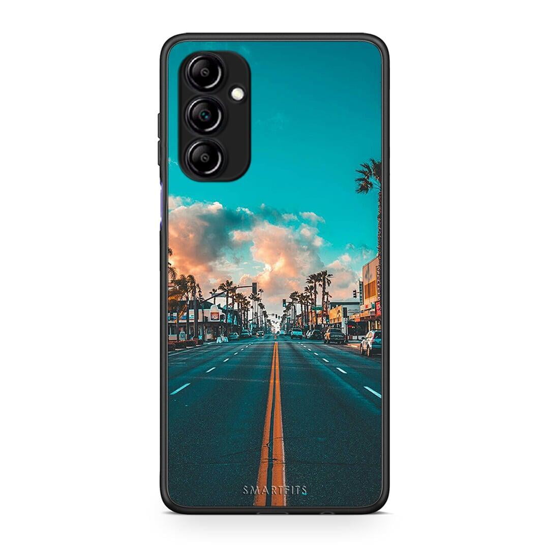 Θήκη Samsung Galaxy A14 / A14 5G Landscape City από τη Smartfits με σχέδιο στο πίσω μέρος και μαύρο περίβλημα | Samsung Galaxy A14 / A14 5G Landscape City Case with Colorful Back and Black Bezels