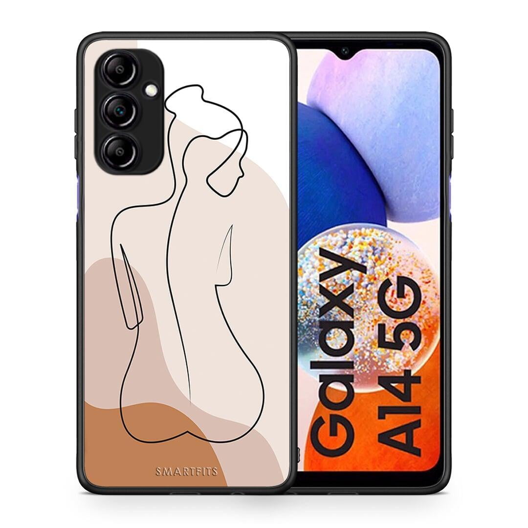 Θήκη Samsung Galaxy A14 / A14 5G LineArt Woman από τη Smartfits με σχέδιο στο πίσω μέρος και μαύρο περίβλημα | Samsung Galaxy A14 / A14 5G LineArt Woman Case with Colorful Back and Black Bezels
