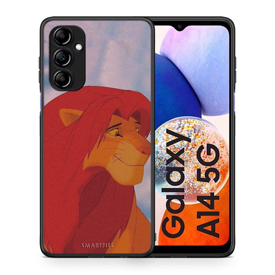 Θήκη Samsung Galaxy A14 / A14 5G Lion Love 1 από τη Smartfits με σχέδιο στο πίσω μέρος και μαύρο περίβλημα | Samsung Galaxy A14 / A14 5G Lion Love 1 Case with Colorful Back and Black Bezels