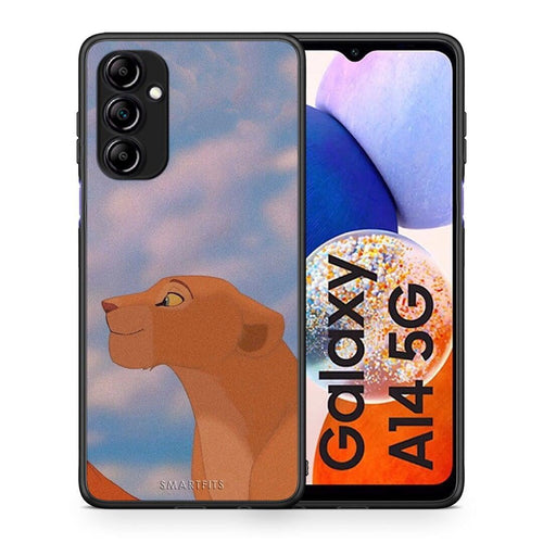 Θήκη Samsung Galaxy A14 / A14 5G Lion Love 2 από τη Smartfits με σχέδιο στο πίσω μέρος και μαύρο περίβλημα | Samsung Galaxy A14 / A14 5G Lion Love 2 Case with Colorful Back and Black Bezels