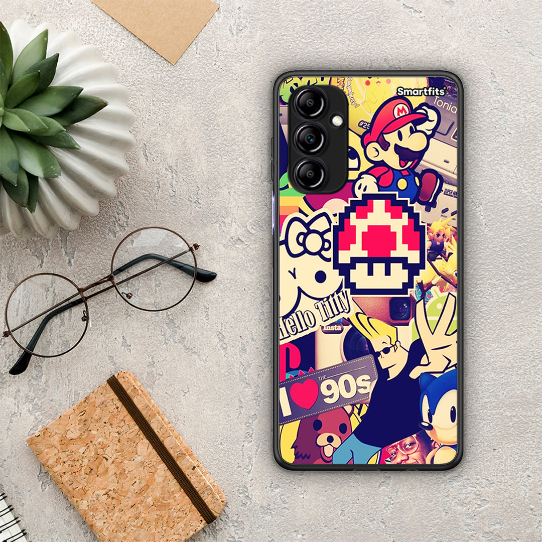Θήκη Samsung Galaxy A14 / A14 5G Love The 90s από τη Smartfits με σχέδιο στο πίσω μέρος και μαύρο περίβλημα | Samsung Galaxy A14 / A14 5G Love The 90s Case with Colorful Back and Black Bezels