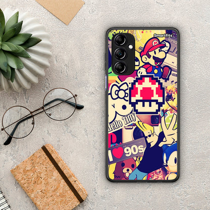 Θήκη Samsung Galaxy A14 / A14 5G Love The 90s από τη Smartfits με σχέδιο στο πίσω μέρος και μαύρο περίβλημα | Samsung Galaxy A14 / A14 5G Love The 90s Case with Colorful Back and Black Bezels
