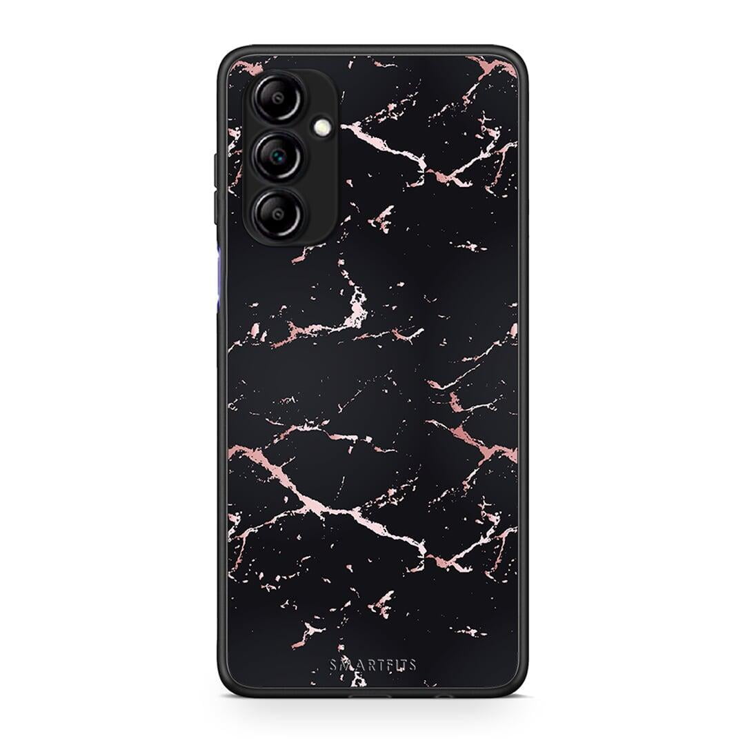 Θήκη Samsung Galaxy A14 / A14 5G Marble Black Rosegold από τη Smartfits με σχέδιο στο πίσω μέρος και μαύρο περίβλημα | Samsung Galaxy A14 / A14 5G Marble Black Rosegold Case with Colorful Back and Black Bezels