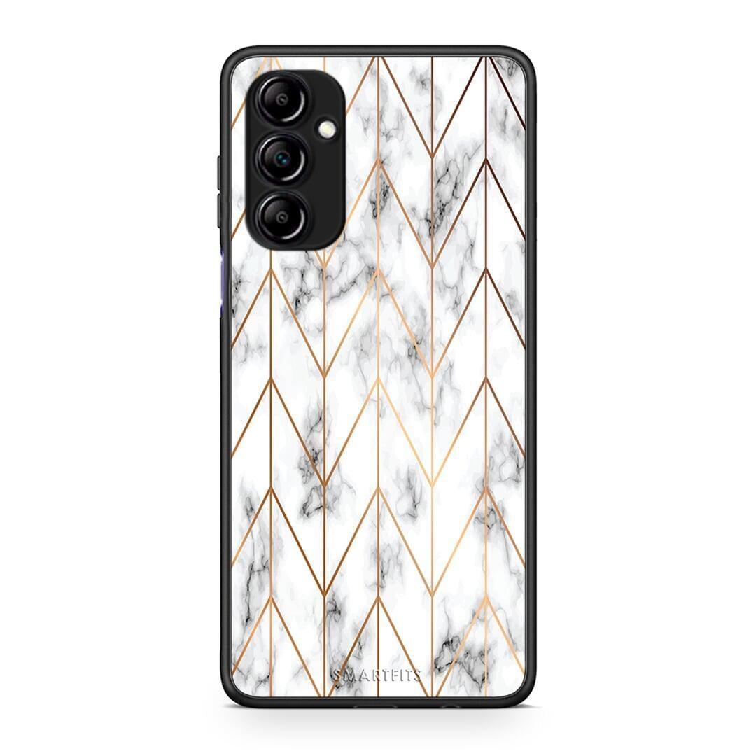 Θήκη Samsung Galaxy A14 / A14 5G Marble Gold Geometric από τη Smartfits με σχέδιο στο πίσω μέρος και μαύρο περίβλημα | Samsung Galaxy A14 / A14 5G Marble Gold Geometric Case with Colorful Back and Black Bezels