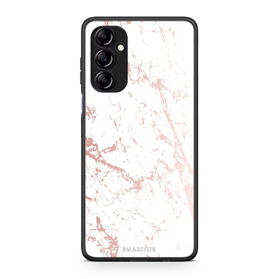 Θήκη Samsung Galaxy A14 / A14 5G Marble Pink Splash από τη Smartfits με σχέδιο στο πίσω μέρος και μαύρο περίβλημα | Samsung Galaxy A14 / A14 5G Marble Pink Splash Case with Colorful Back and Black Bezels