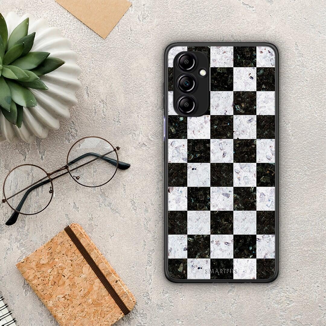 Θήκη Samsung Galaxy A14 / A14 5G Marble Square Geometric από τη Smartfits με σχέδιο στο πίσω μέρος και μαύρο περίβλημα | Samsung Galaxy A14 / A14 5G Marble Square Geometric Case with Colorful Back and Black Bezels