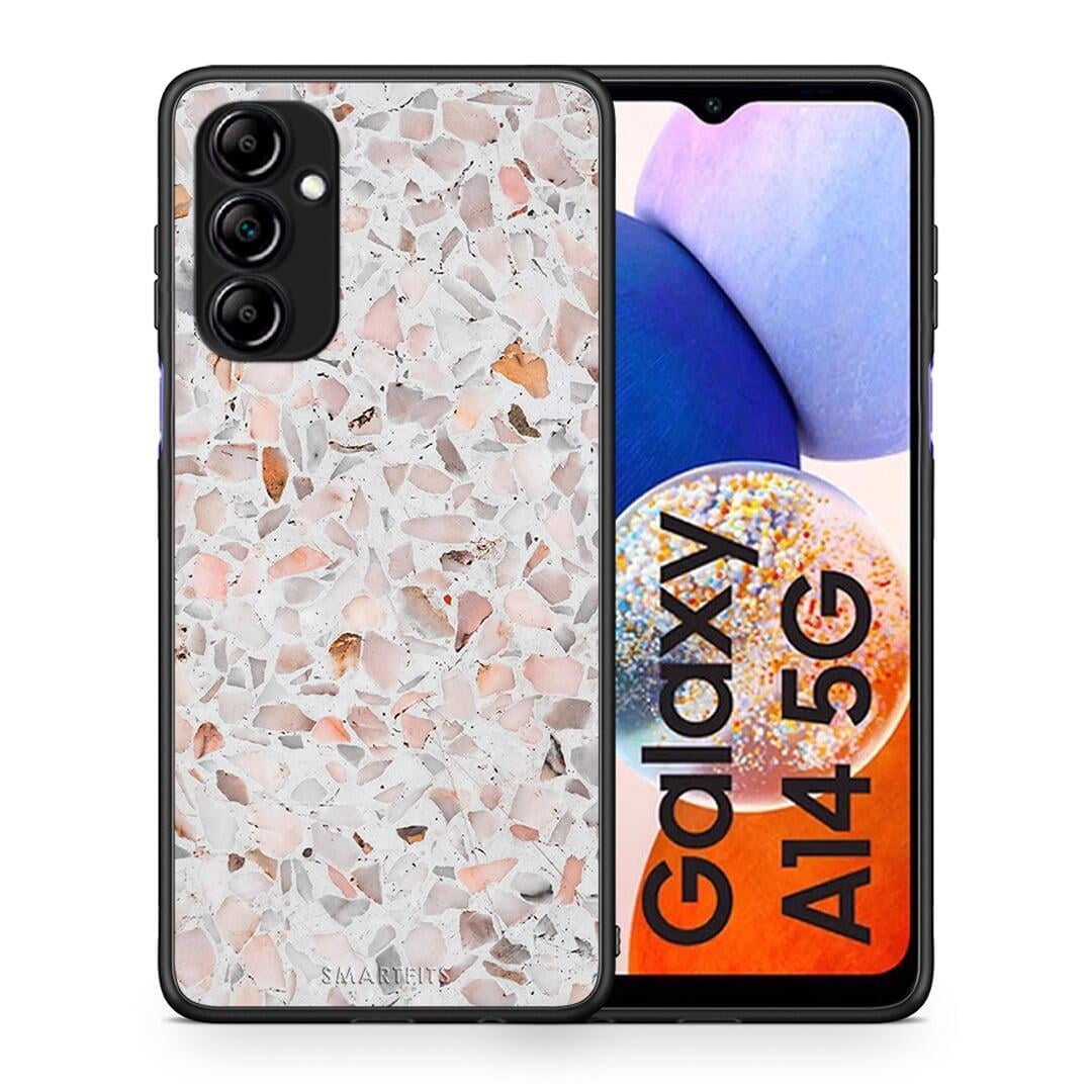 Θήκη Samsung Galaxy A14 / A14 5G Marble Terrazzo από τη Smartfits με σχέδιο στο πίσω μέρος και μαύρο περίβλημα | Samsung Galaxy A14 / A14 5G Marble Terrazzo Case with Colorful Back and Black Bezels