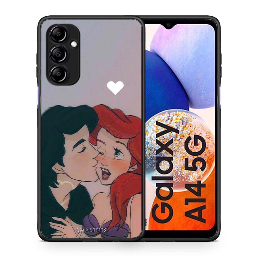 Θήκη Samsung Galaxy A14 / A14 5G Mermaid Couple από τη Smartfits με σχέδιο στο πίσω μέρος και μαύρο περίβλημα | Samsung Galaxy A14 / A14 5G Mermaid Couple Case with Colorful Back and Black Bezels