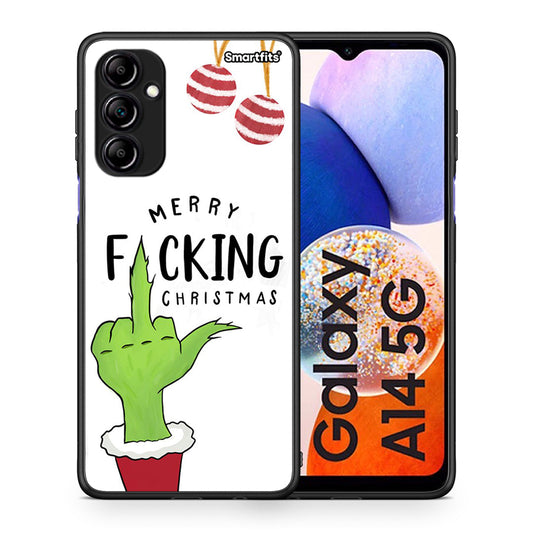 Θήκη Samsung Galaxy A14 / A14 5G Merry F Xmas από τη Smartfits με σχέδιο στο πίσω μέρος και μαύρο περίβλημα | Samsung Galaxy A14 / A14 5G Merry F Xmas Case with Colorful Back and Black Bezels