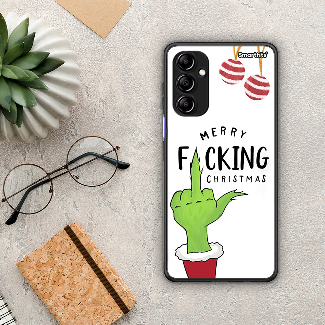 Θήκη Samsung Galaxy A14 / A14 5G Merry F Xmas από τη Smartfits με σχέδιο στο πίσω μέρος και μαύρο περίβλημα | Samsung Galaxy A14 / A14 5G Merry F Xmas Case with Colorful Back and Black Bezels