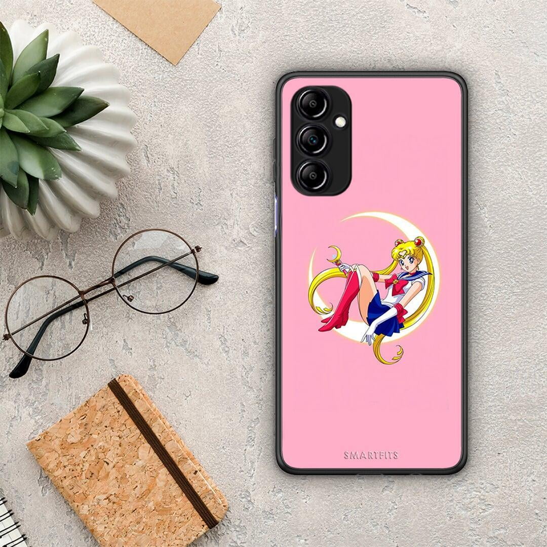 Θήκη Samsung Galaxy A14 / A14 5G Moon Girl από τη Smartfits με σχέδιο στο πίσω μέρος και μαύρο περίβλημα | Samsung Galaxy A14 / A14 5G Moon Girl Case with Colorful Back and Black Bezels