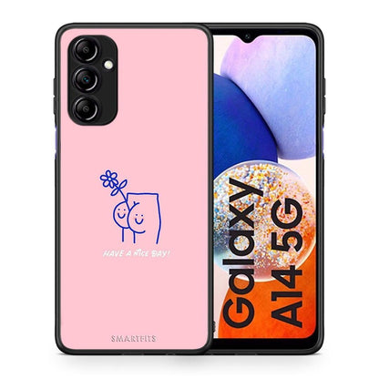 Θήκη Samsung Galaxy A14 / A14 5G Nice Day από τη Smartfits με σχέδιο στο πίσω μέρος και μαύρο περίβλημα | Samsung Galaxy A14 / A14 5G Nice Day Case with Colorful Back and Black Bezels