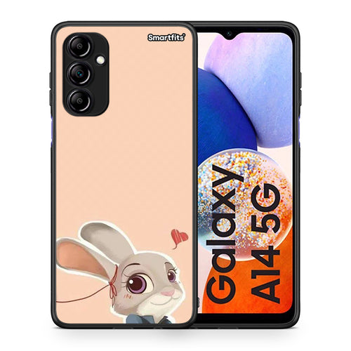Θήκη Samsung Galaxy A14 / A14 5G Nick Wilde And Judy Hopps Love 2 από τη Smartfits με σχέδιο στο πίσω μέρος και μαύρο περίβλημα | Samsung Galaxy A14 / A14 5G Nick Wilde And Judy Hopps Love 2 Case with Colorful Back and Black Bezels