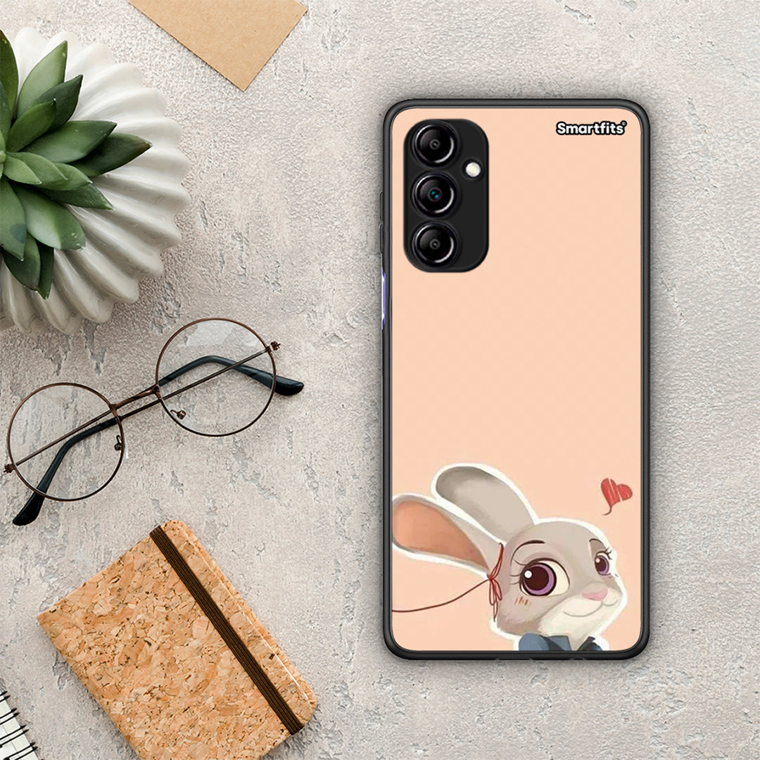 Θήκη Samsung Galaxy A14 / A14 5G Nick Wilde And Judy Hopps Love 2 από τη Smartfits με σχέδιο στο πίσω μέρος και μαύρο περίβλημα | Samsung Galaxy A14 / A14 5G Nick Wilde And Judy Hopps Love 2 Case with Colorful Back and Black Bezels