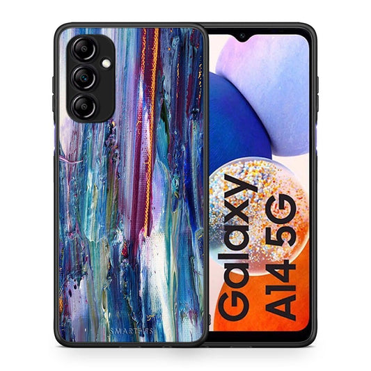 Θήκη Samsung Galaxy A14 / A14 5G Paint Winter από τη Smartfits με σχέδιο στο πίσω μέρος και μαύρο περίβλημα | Samsung Galaxy A14 / A14 5G Paint Winter Case with Colorful Back and Black Bezels